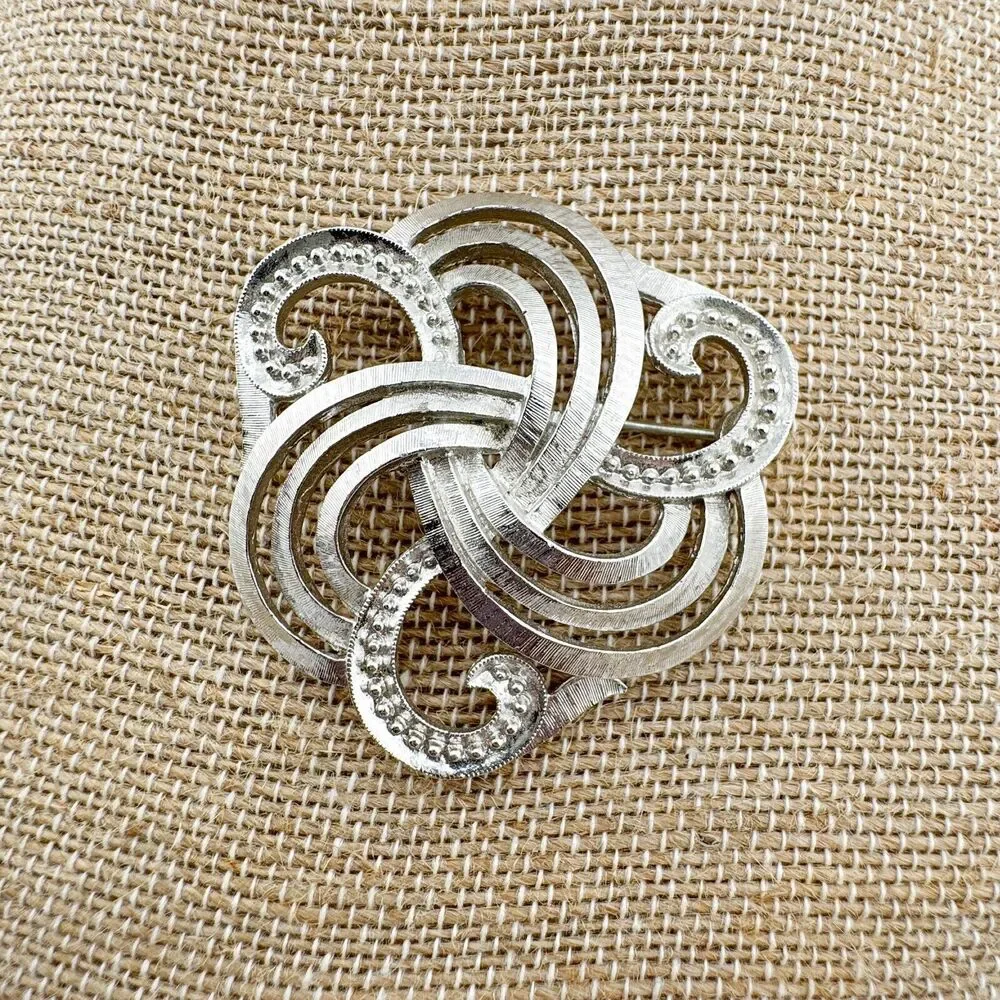 Vintage Monet Swirl Filigree Brooch Textured Elegance Glamour Timeless Retro